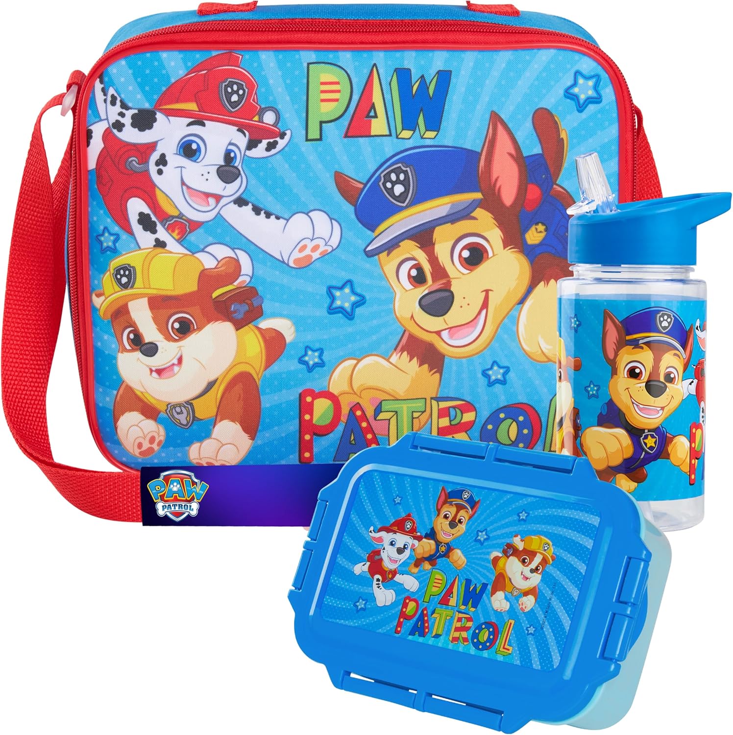 Paw Patrol Kids' Water Bottle & Lunch Box Set - Insulated 3-Piece Bag Set for School | Blue