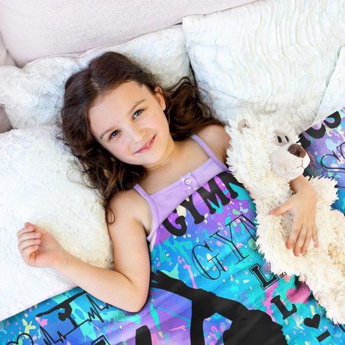 Gymnastics Gifts for Girls Gymnastics Blanket Ultra Soft Flannel Gymnast Merch Throw Blanket Gymnastics Gifts for Gymnasts Team Gymnastics Lovers Stuff 50"x40"