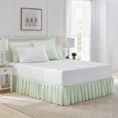 Laura Ashley - Euro Shams, 100% Smooth Cotton with Envelope Closure, Throw Pillow Cover for Bed or Couch, Oeko-Tex Certified, Set of 2 (Ticking Stripe Green, 26" x 26")