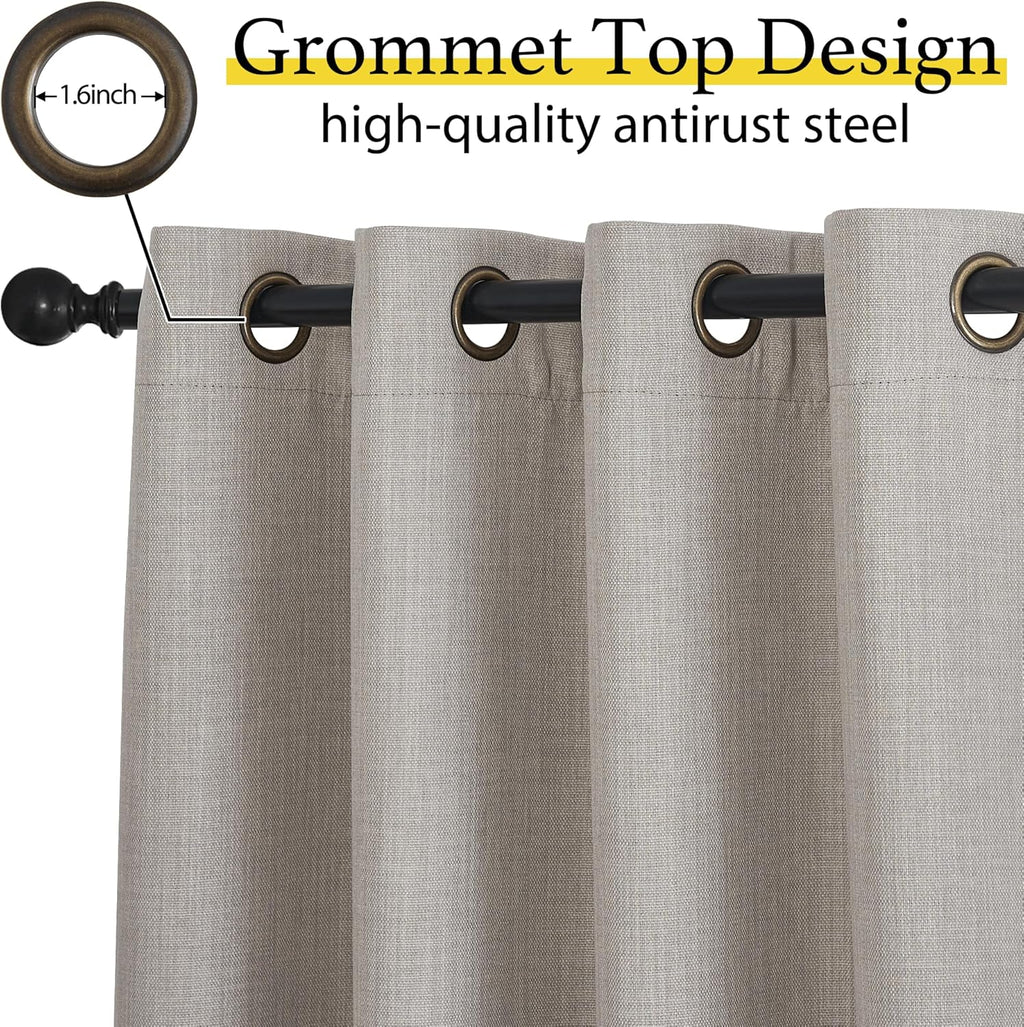 NICETOWN Linen Curtain Valances - Light Blocking Thermal Insulated Window Tiers | 30 Inch, Angora, 2 Panels