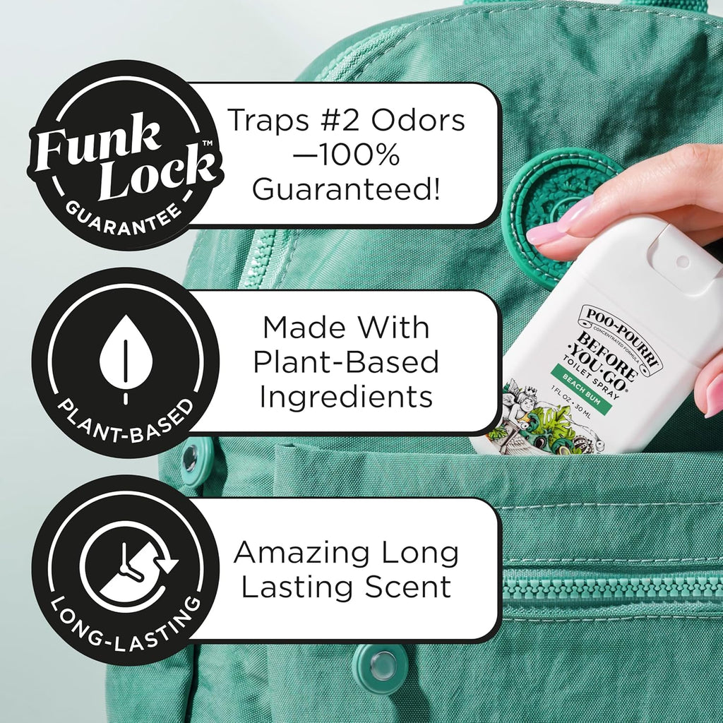 Poo-Pourri Pocket Toilet Spray - Beach Bum Scent | Travel Essential, 1 Fl Oz, TSA Approved, Up to 50 Uses
