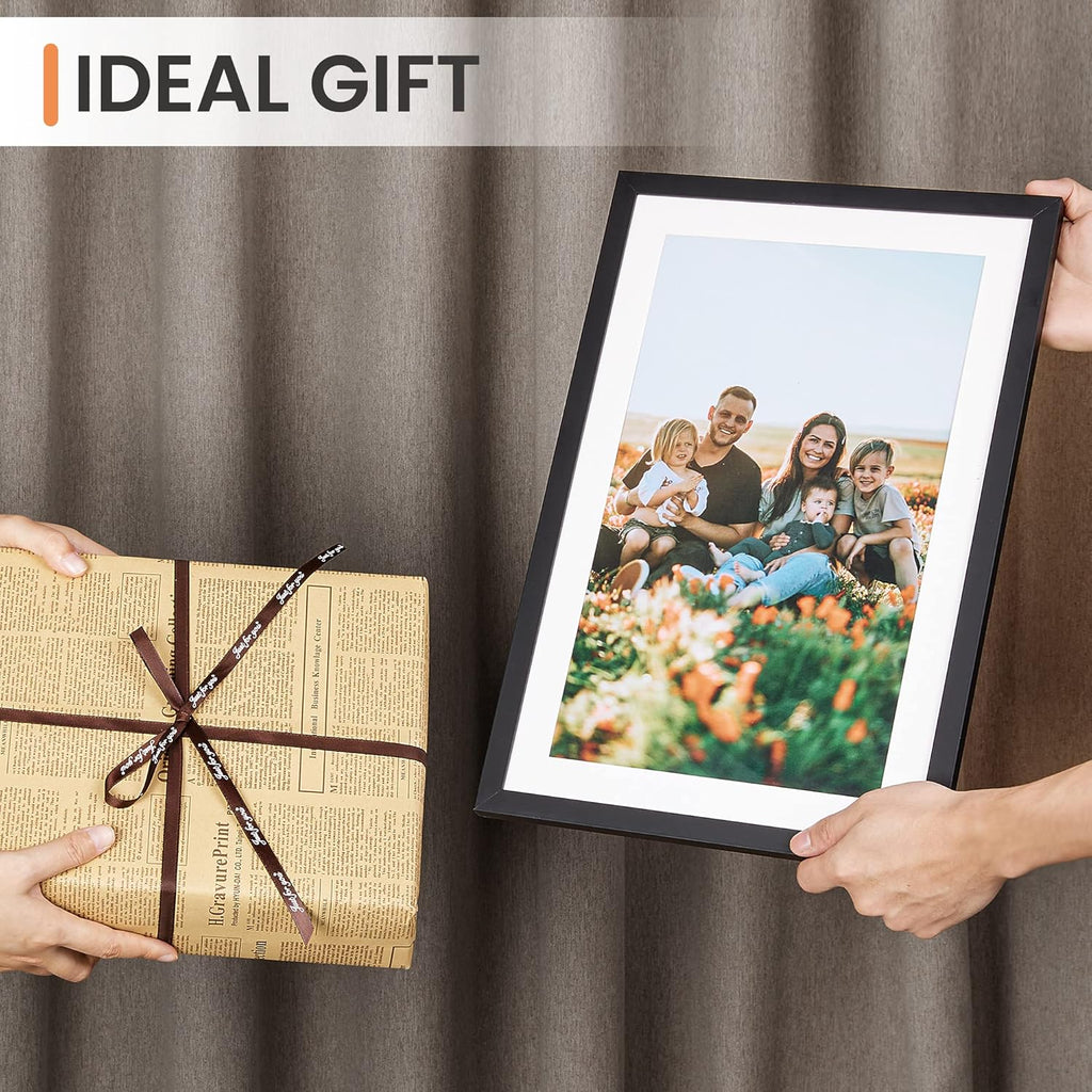 Upsimples 11x17 Picture Frame - Versatile Display for 9x15 Photos with Mat or 11x17 Without - Black, 1 Pack