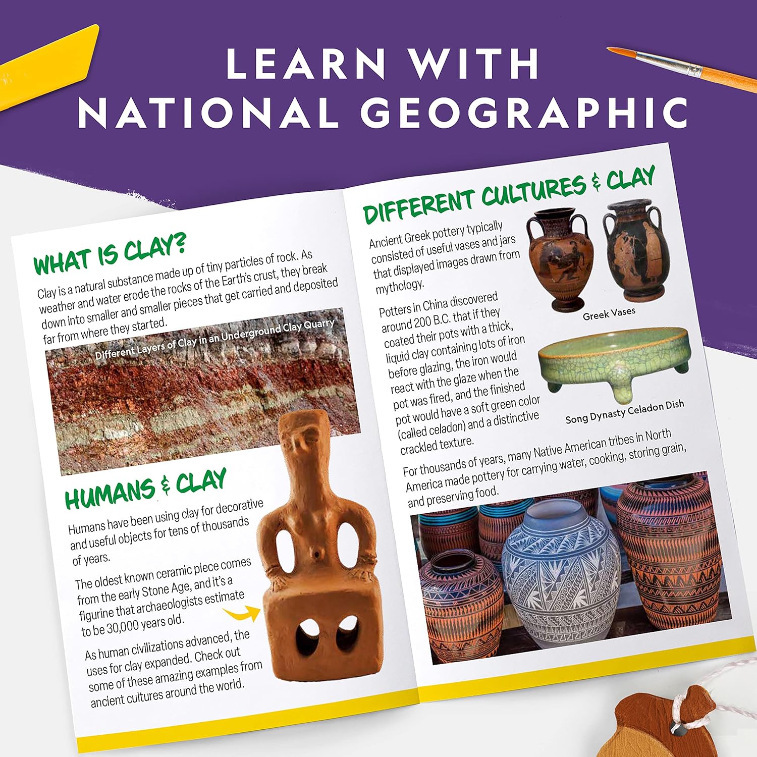 National Geographic Mega Arts and Crafts Kit - Mosaic, Marbling Paint & Air Dry Clay Projects for Kids Ages 8-12
