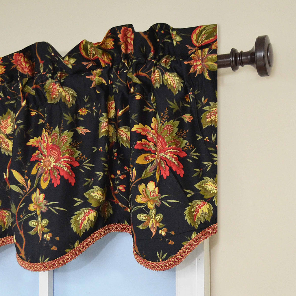Waverly Felicite Noir Valance - 100% Cotton Sateen - 50" X 15"