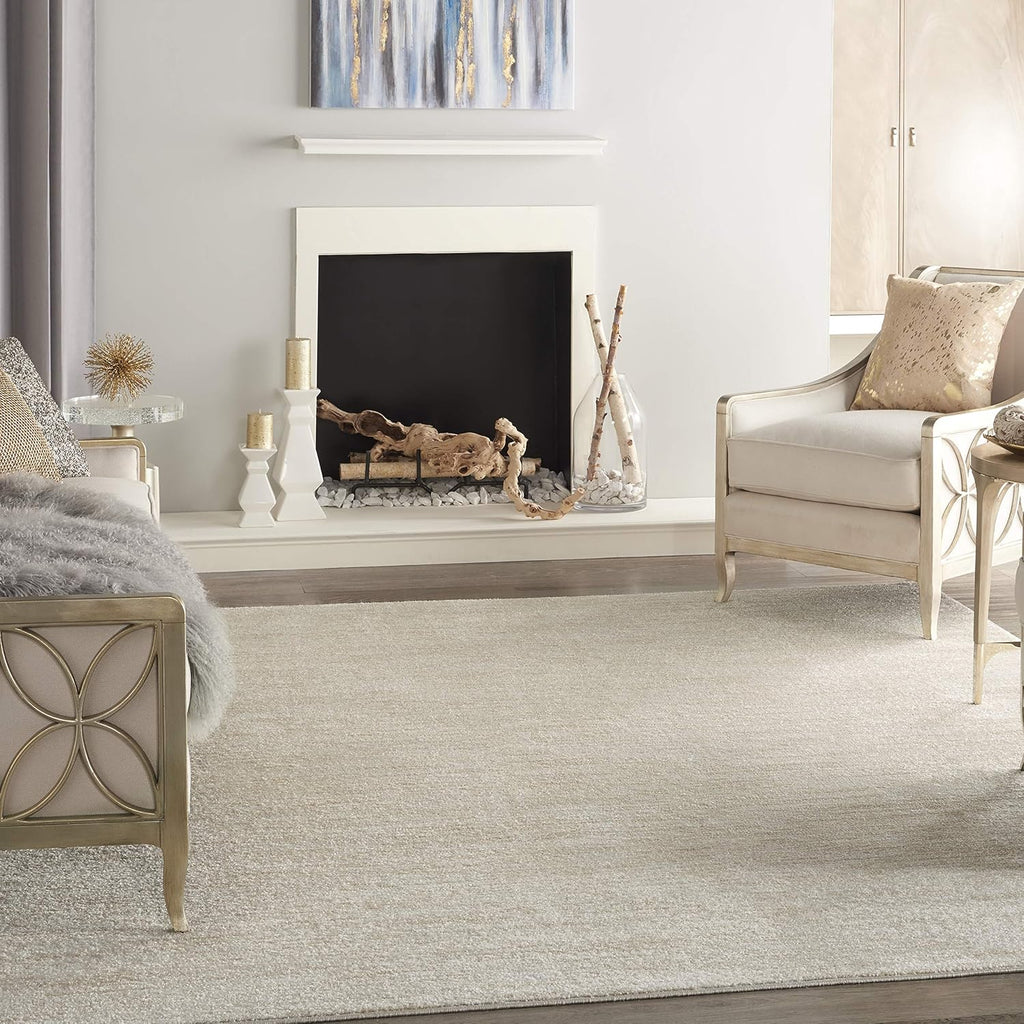 Nourison Home Area Rug - Essentials Ivory Beige 10' x 14' | Easy Clean, Non-Shedding for Any Room