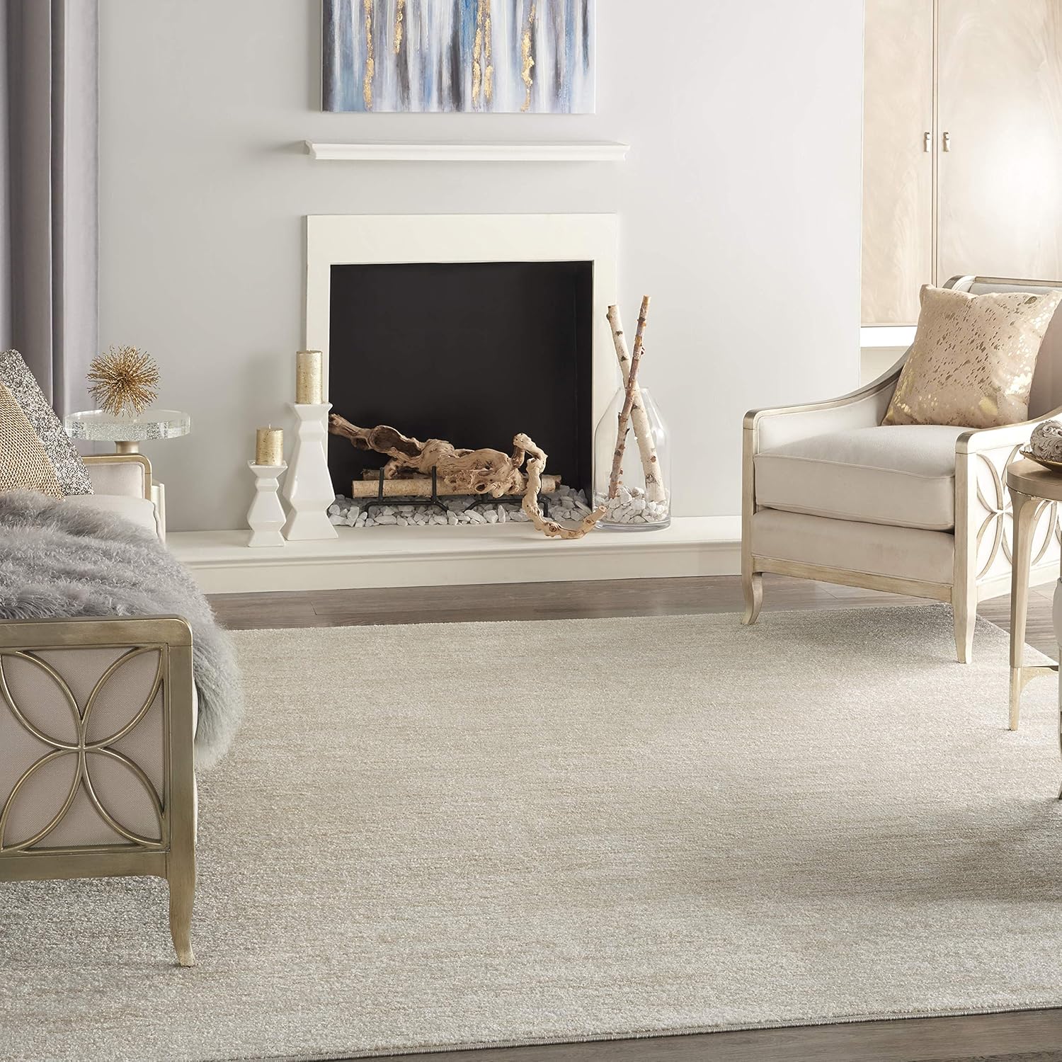Nourison Home Area Rug - Essentials Ivory Beige 10' x 14' | Easy Clean, Non-Shedding for Any Room