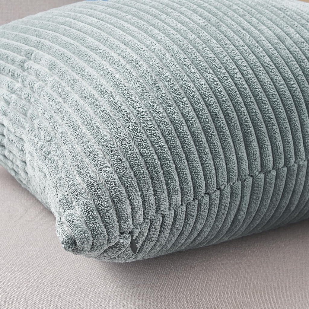 Topfinel BlueGray Throw Pillow Covers 18x18 Inch Set of 4,Soft Accent Corduroy Decorative Cushion Cover,Square Modern Pillow Case for Beach,Patio,Balcony,Living Room,Summer Gradient Shams Home Decor