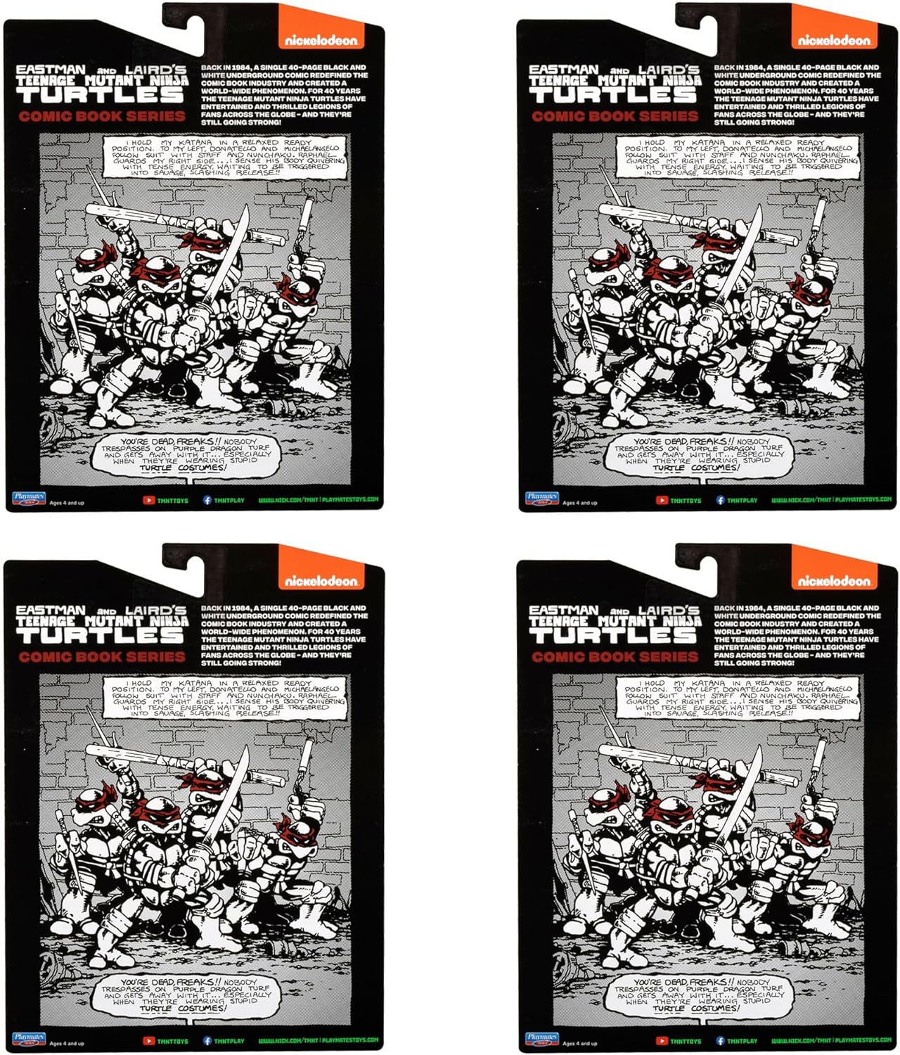 Playmates Toys Teenage Mutant Ninja Turtles Comic Book Figures - Black and White Edition with Comic Book