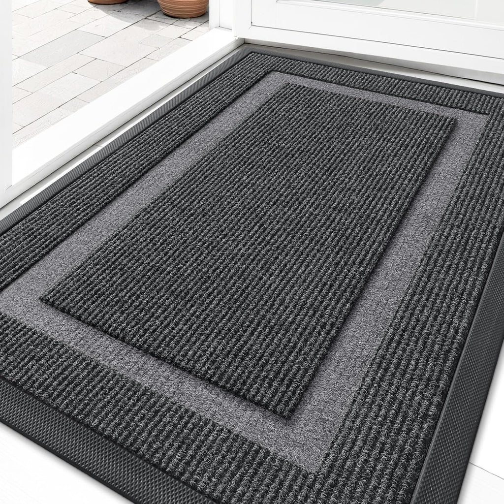 OLANLY Indoor Outdoor Front Door Mat - Waterproof All-Weather Doormat, Easy Clean | 33x21, Grey