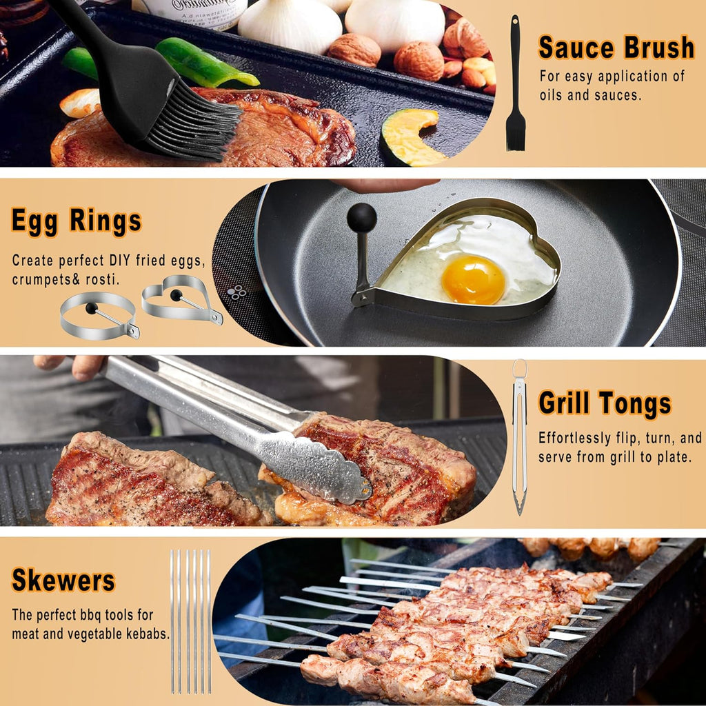238PCS Premium Griddle Accessories Kit - Essential Tools for Flat Top Grill | Enlarged Spatulas, Burger Press & Basting Cover