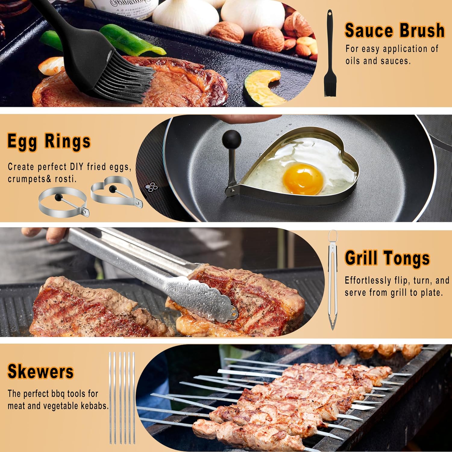 238PCS Premium Griddle Accessories Kit - Essential Tools for Flat Top Grill | Enlarged Spatulas, Burger Press & Basting Cover