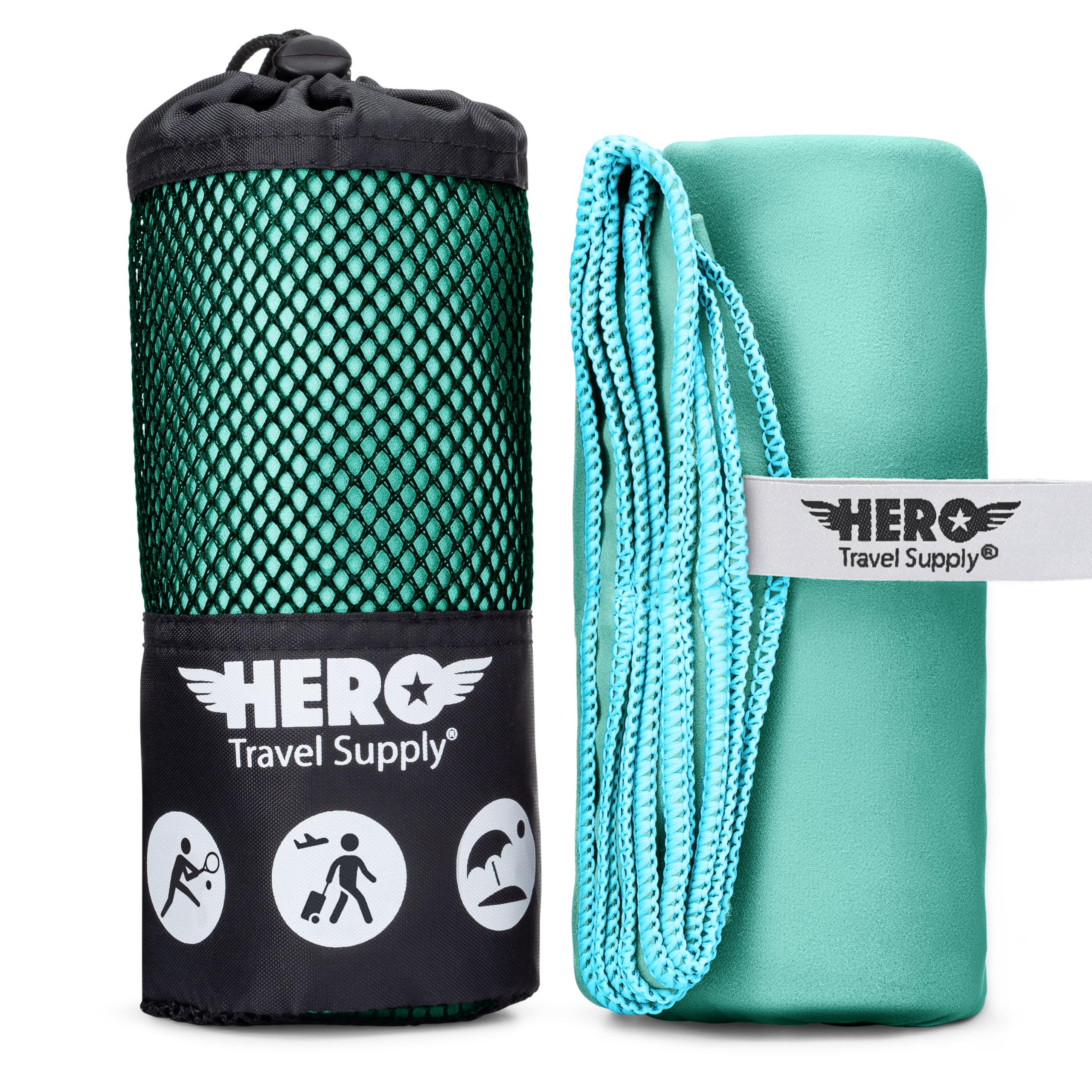 Hero Microfiber Large Beach Towel Compact for Travel (Aquamarine, 40" x 72")