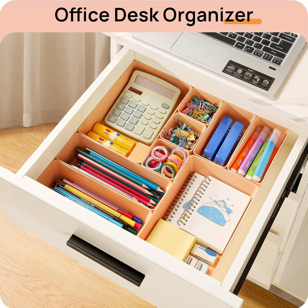 Vtopmart 25 PCS Plastic Drawer Organizers - Versatile Bathroom & Vanity Storage Trays for Makeup, Kitchen & Office