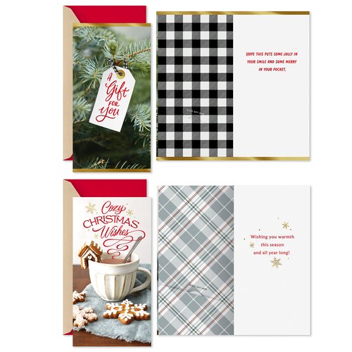 Hallmark Christmas Gift Card Holders or Money Holders Assortment, Cozy Christmas Wishes (5 Christmas Cards with Envelopes)