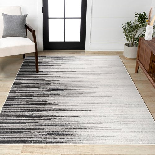 JONATHAN Y Linear Modern Half-Stripe Gray/Cream Indoor Area Rug, 3x5, Contemporary, Transitional, Easy-Cleaning for Living Room, Bedroom, Kitchen, Pet Friendly, Non-Shedding (CTP112B-3)