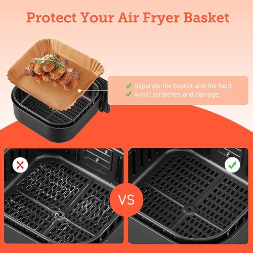 COSORI Air Fryer Liners - 100 PCS Non-Stick Disposable Paper Liners | 7.9" Unbleached Food Grade, Heat Resistant Up to 465°F