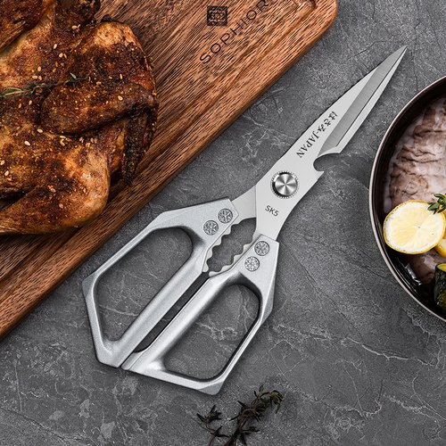 Kitchen Scissors for Food Japanese - Poultry Shears, Japanese All Purpose Heavy Duty for Chicken Wing/Bone, Meat, Quail, Fish, Turkey, Vegetables, Stainless Steel Cooking Aid Scissors, Dishwasher Safe