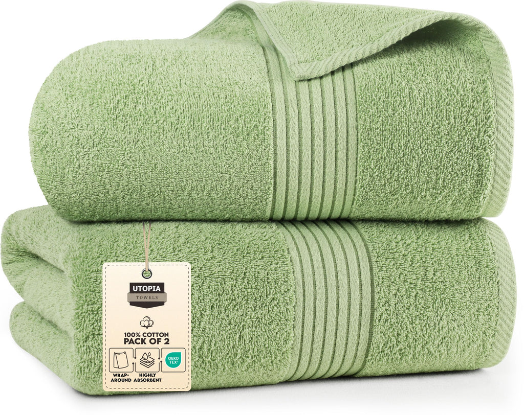 Utopia Towels Bath Sheets 2 Pack, 35x70 Inches, Extra Large Shower Towels, 100% Ring Spun Cotton, Soft and Absorbent, Bath Towel Large, Towel Set, Sage Green