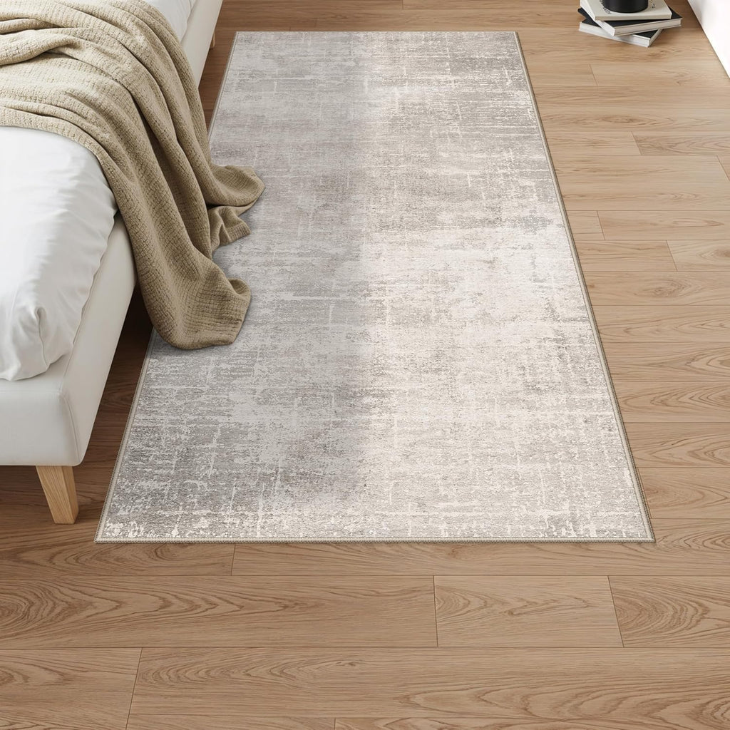 Skiennix Washable 3x5 Kitchen Area Rug - Non-Slip, Water-Resistant, Soft Beige/Cream Doormat