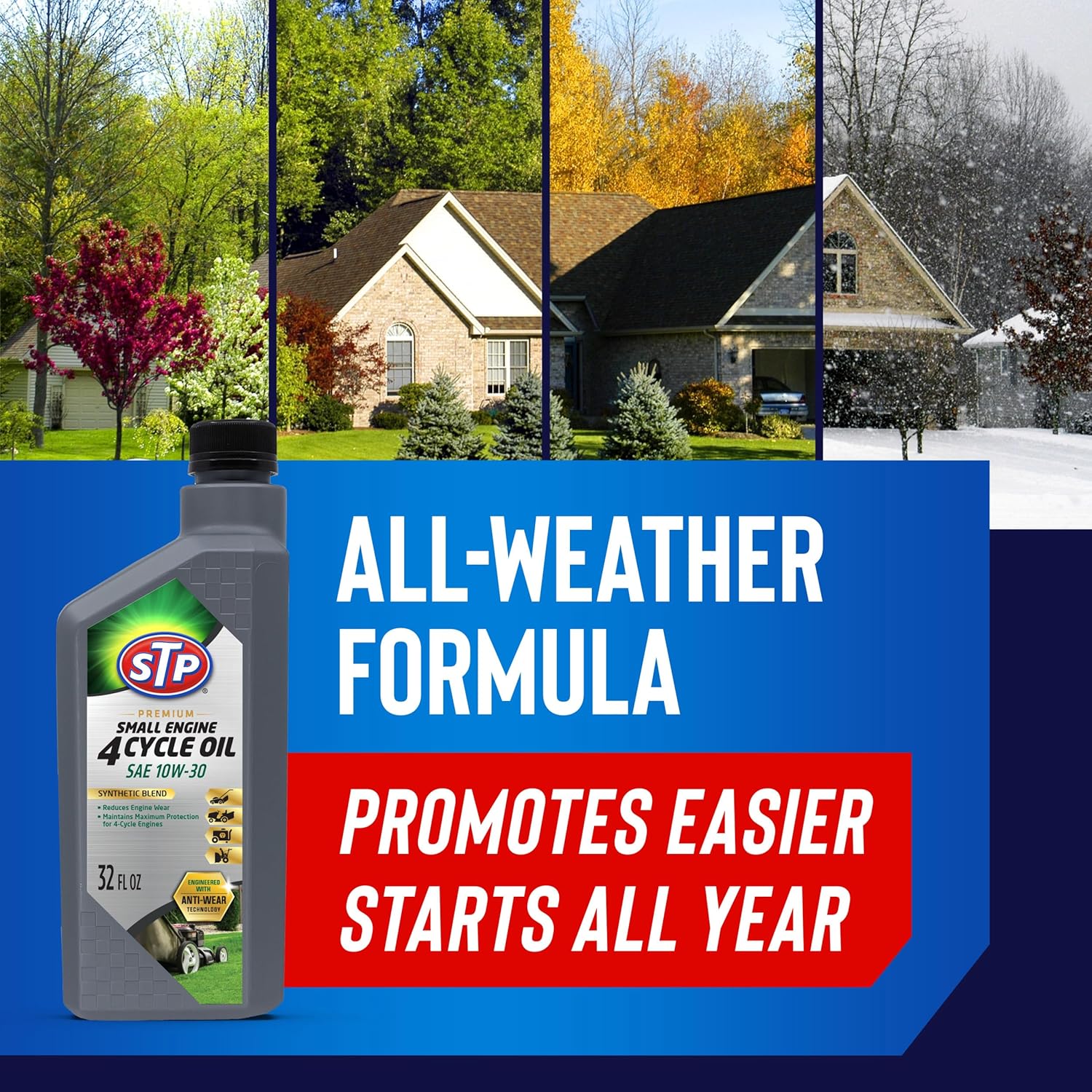 STP Premium Small Engine Oil - SAE 10W-30 Formula for Lawnmowers & Tractors | 32 Oz