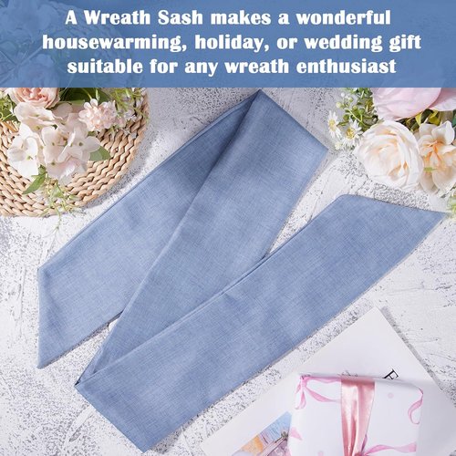 Blue Wreath Sash by [Brand Name] - 2 Pcs 60-Inch Rustic Sashes for Farmhouse Home Decor