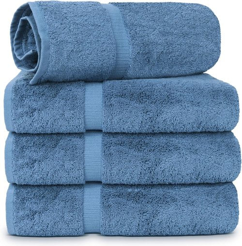 Chakir Turkish Linens | Luxury 100% Cotton Turkish Towels - Soft, Absorbent, Extra Large (30x60 Inches, Set of 4 - Wedgewood)
