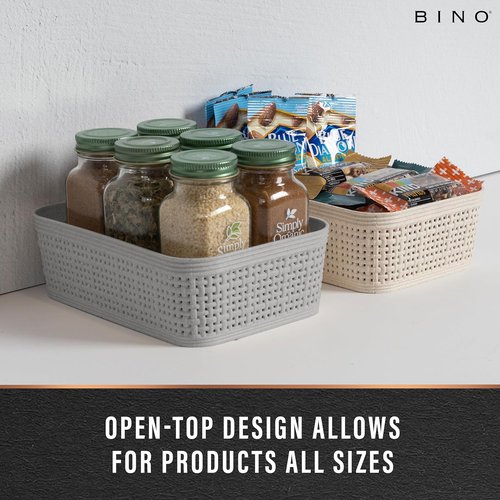 BINO Woven Plastic Basket - XS Natural, 5-Pack | Stylish Home Organization & Space-Saving Storage