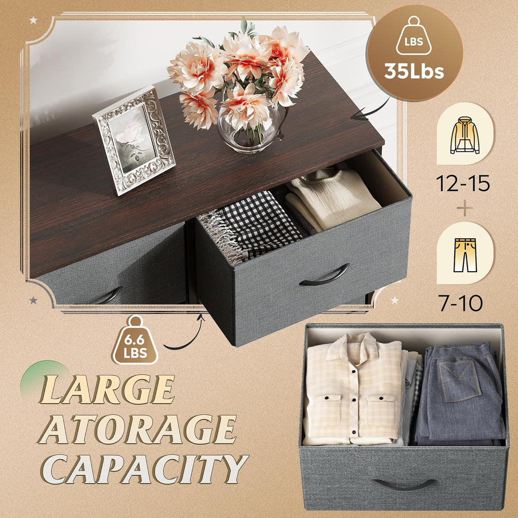 WLIVE Fabric Dresser - Tall 8-Drawer Storage Tower with Fabric Bins | Dark Gray for Bedroom & Living Room