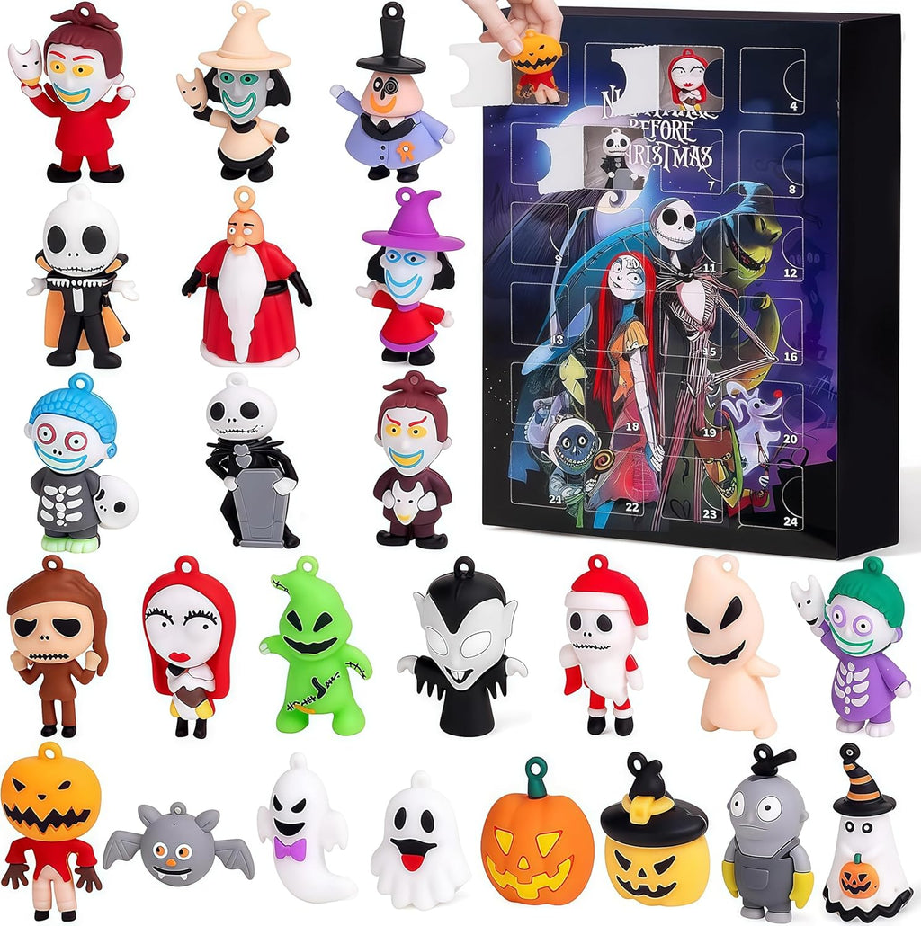 Nightmare Before Christmas Halloween Advent Calendar 2025 - 24 Scary Collectible Dolls | Black