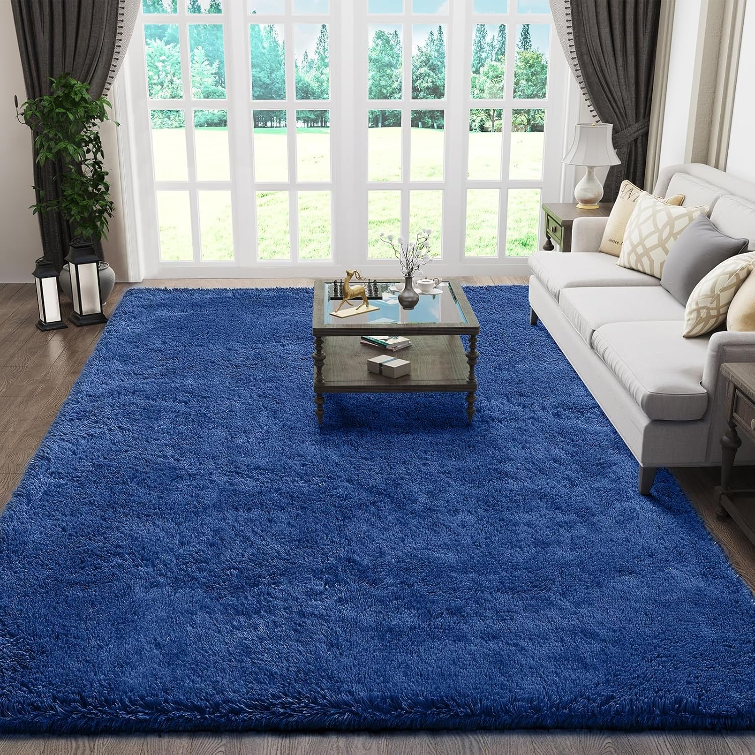 Ophanie 5x8 Blue Area Rug - Soft Plush Shaggy Carpet for Living Room & Kids' Nursery Decor