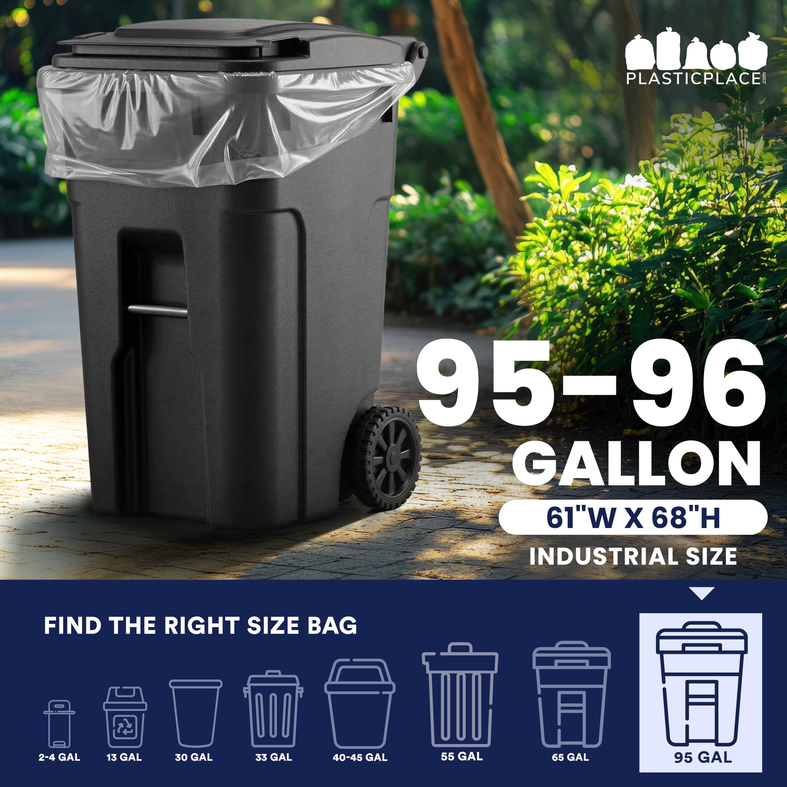 Plasticplace 95-96 Gallon Garbage Can Liners ,25 Count (Pack of 1)