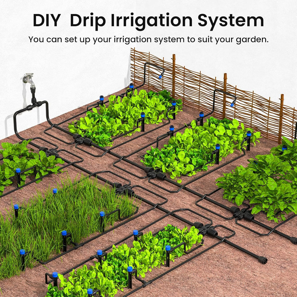 MIXC Drip Irrigation System Kit - 230FT Automatic Garden Watering with Adjustable Nozzles & Sprinklers