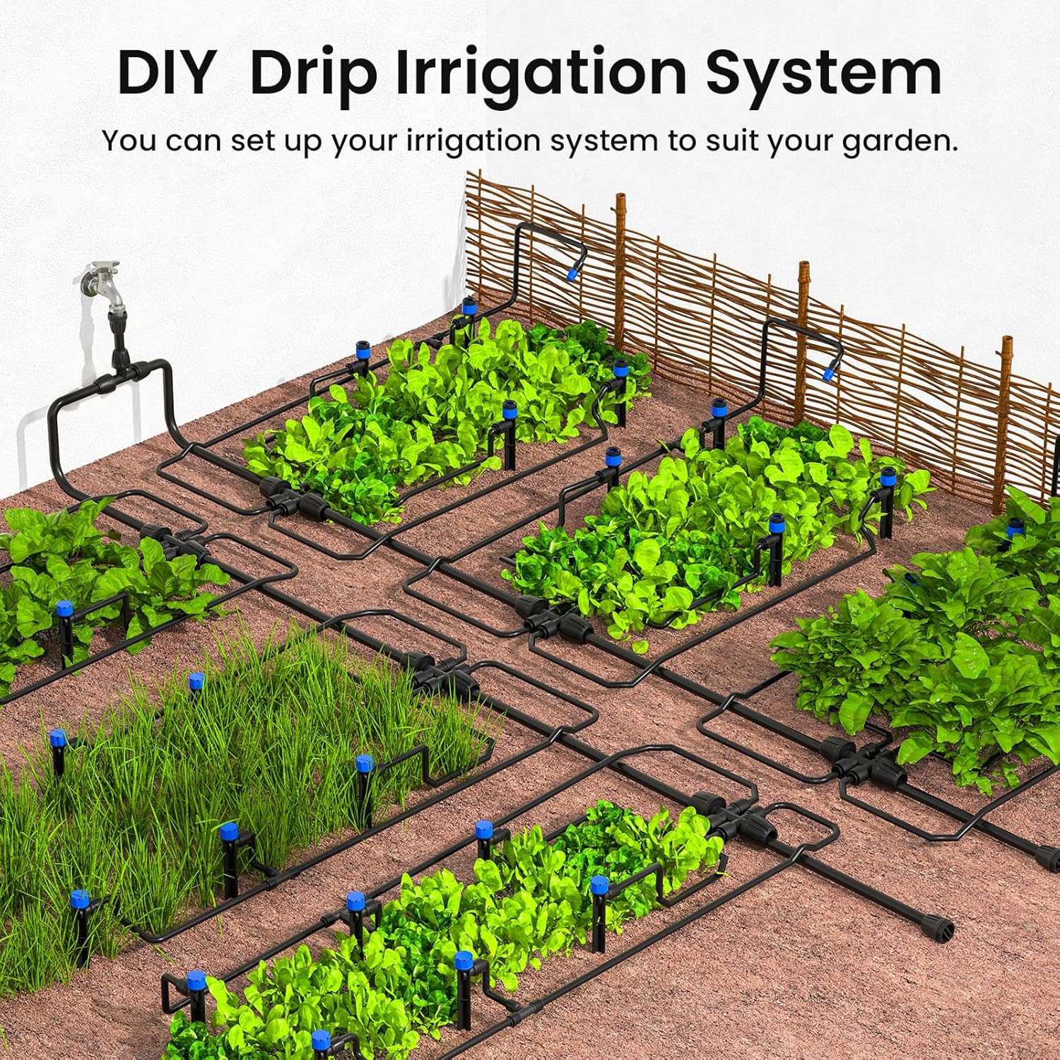 MIXC Drip Irrigation System Kit - 230FT Automatic Garden Watering with Adjustable Nozzles & Sprinklers