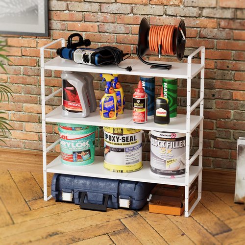 SANNO Expandable Cabinet Shelf Organizer,Spice Rack Adjust Height Large Kitchen Cupboard Organizer Stackable Counter Shelf Expandable Shelves, Counter Pantry, White,3 Pack