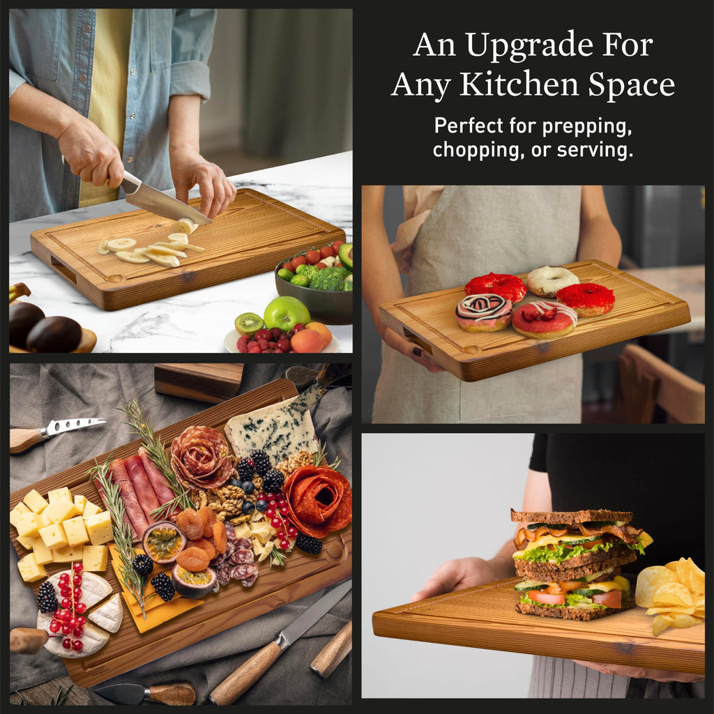 Cutting Board for Kitchen – Wood Cutting Board, Non-Toxic Butcher Block, Walnut Cutting Boards with Juice Groove & Handles, Charcuterie Board – Walnut (EndGrain) - 10" x 13.75" x 1.75"