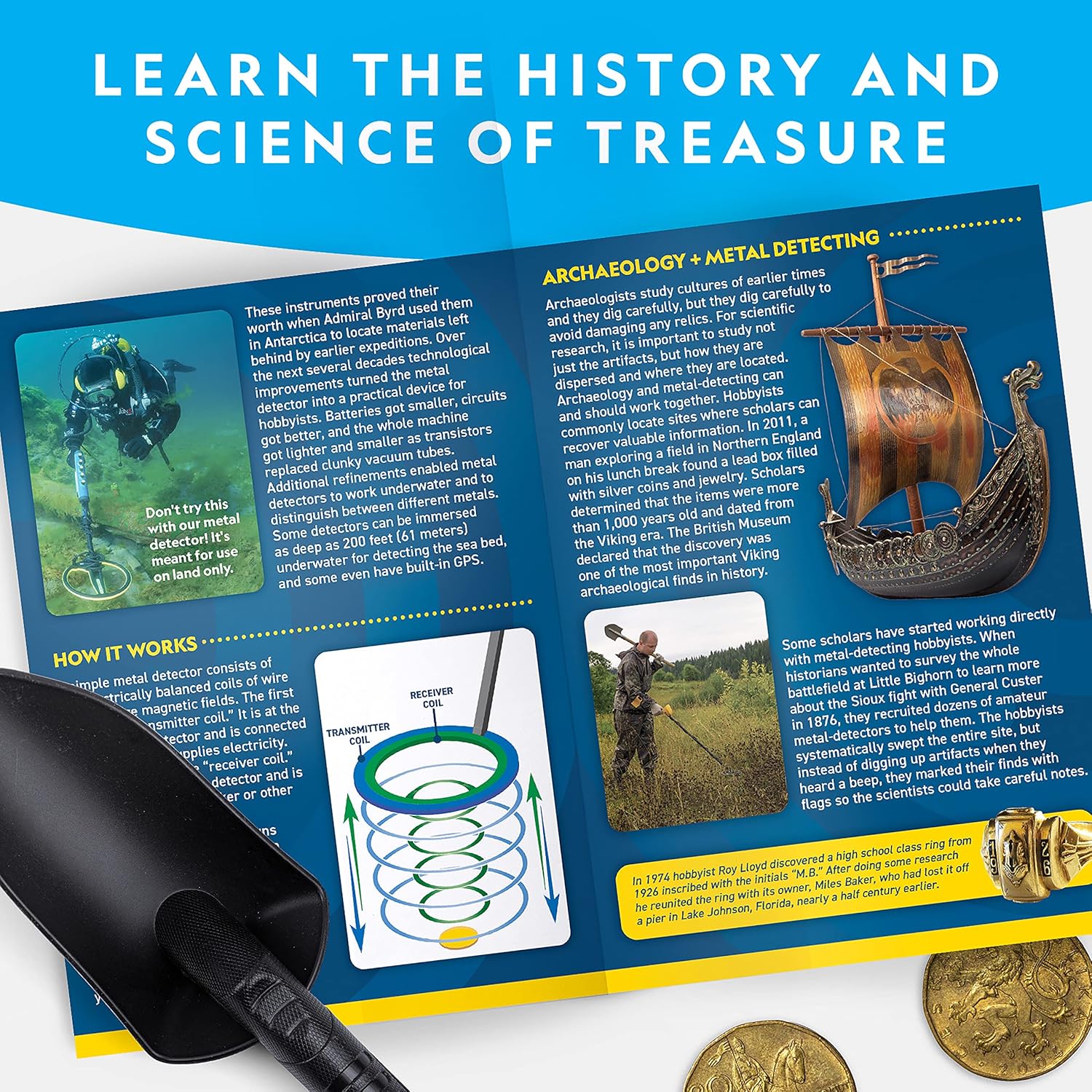 National Geographic Metal Detector for Kids - Waterproof 7.4" Coil, Lightweight with Pinpoint Function & LCD Display