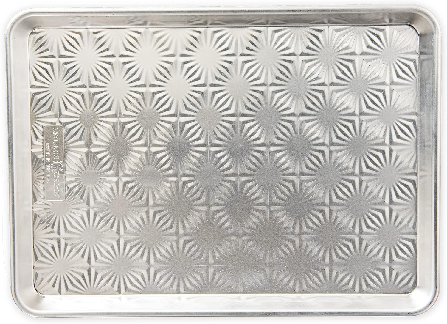 Nordic Ware Half Sheet Pan - Vintage Starburst Design in Natural Uncoated Aluminum with Steel Rim