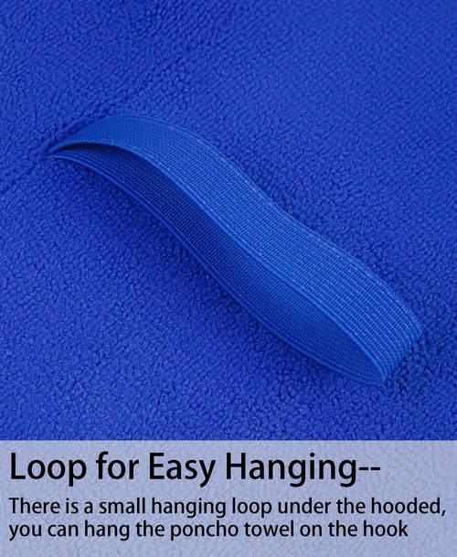 MissShorthair Towel Poncho for Kids, Hooded Beach Towel for Girl&Boy, Surf Poncho Swim Changing Robe Microfiber Bath Towel 7-10 Years Bear Blue