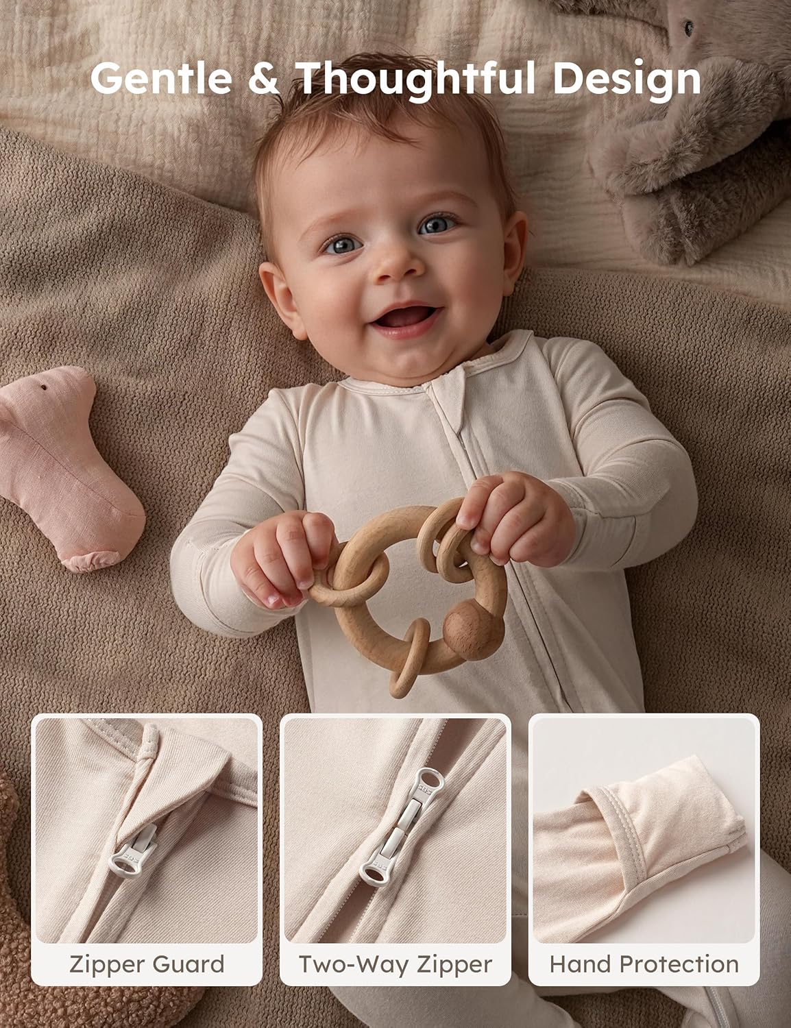 Yoofoss Bamboo Baby Pajamas - 3-Piece Footed Sleepers for Newborns | Sizes 0-3, 3-6, 6-9 Months