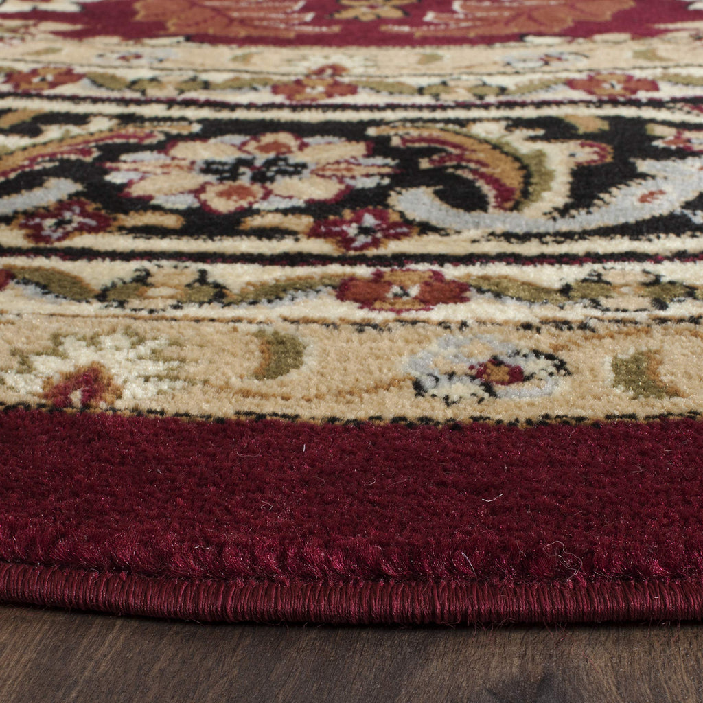 SAFAVIEH Lyndhurst Collection Area Rug - 3'3" Round, Red & Black, Traditional Oriental Design, Non-Shedding & Easy Care, Ideal for High Traffic Areas in Living Room, Bedroom (LNH330B)