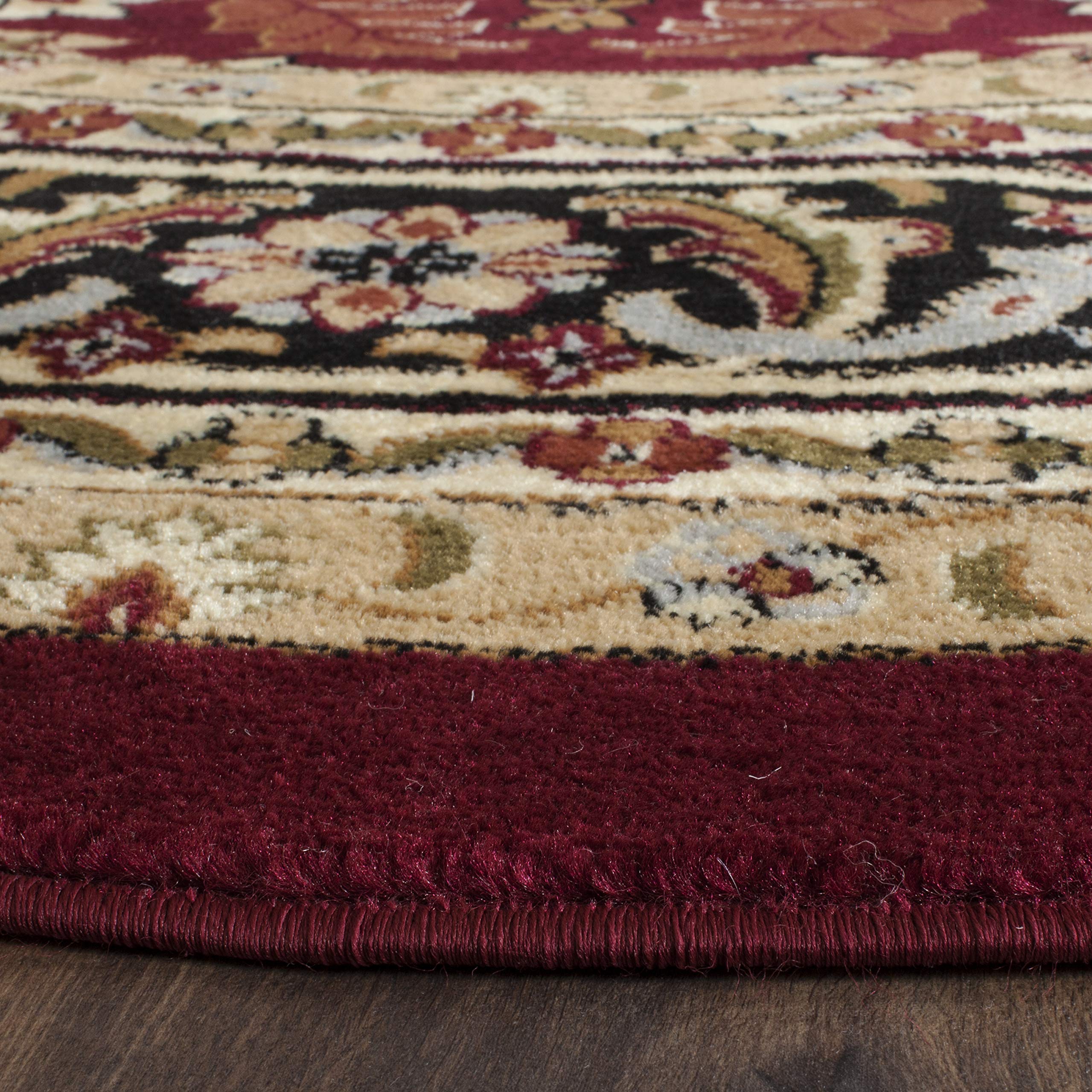 SAFAVIEH Lyndhurst Collection Area Rug - 3'3" Round, Red & Black, Traditional Oriental Design, Non-Shedding & Easy Care, Ideal for High Traffic Areas in Living Room, Bedroom (LNH330B)