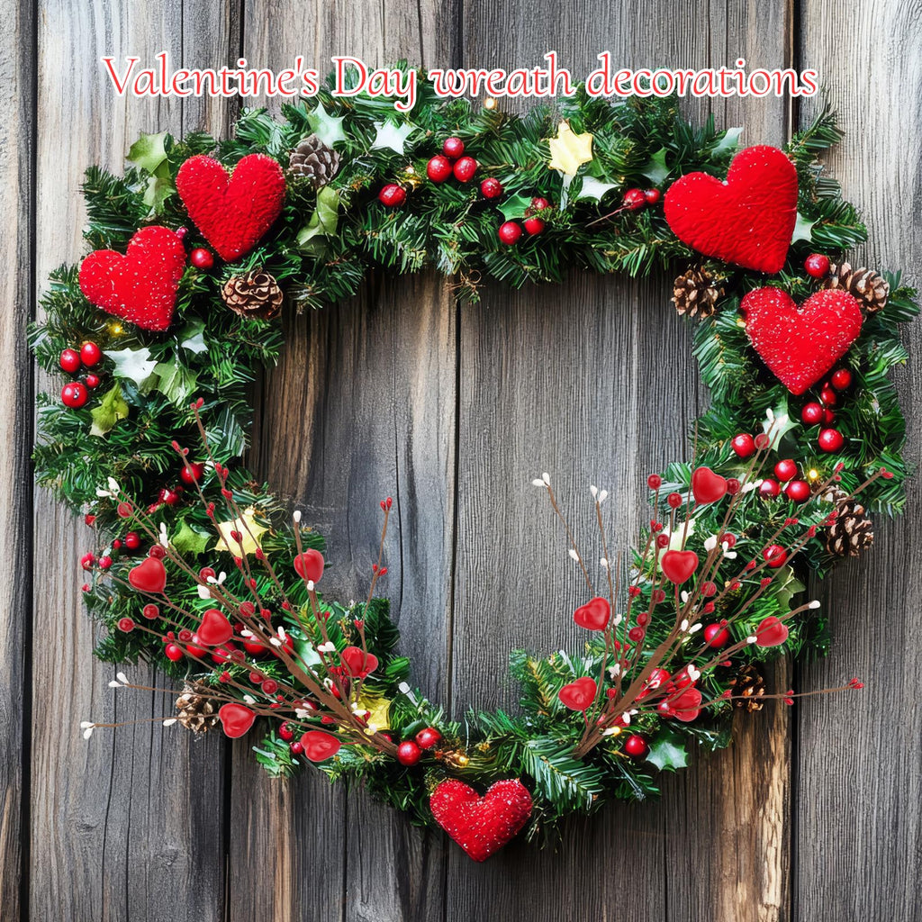 Wootkey 4Pcs Artificial Mother's Gift Decorations Red Heart Berry Stems Heart Shaped Berry Gifts Flowers for Wedding Anniversary Party Supplies Decor