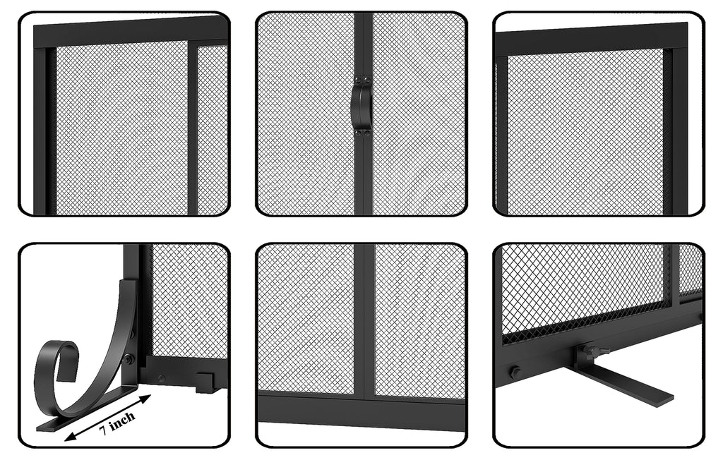 Fire Beauty Fireplace Screen, Wrought Iron Mesh, Baby Safe Spark Guard Protector with 2-Doors Large Flat Guard Screens (37.8 x 30.7 Inch)