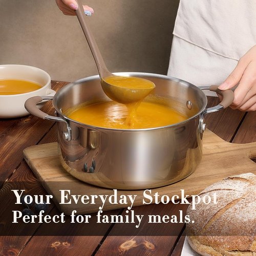 CAROTE 19-Piece Stainless Steel Cookware Set - Induction-Compatible Pots & Pans with Removable Handles | Oven Safe, Woodgrain Finish
