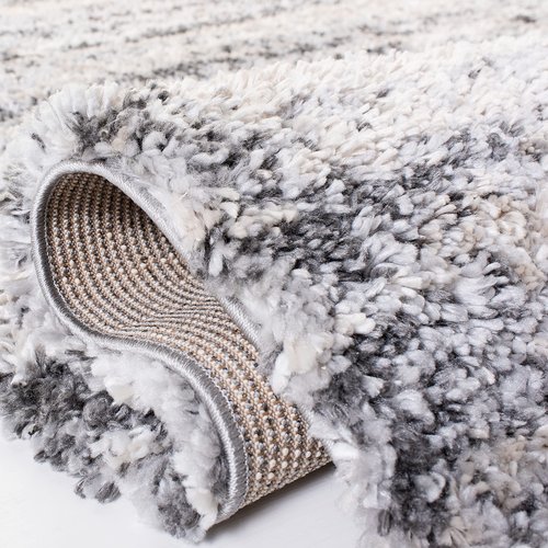SAFAVIEH Fontana Shag Collection Accent Rug - 3' x 5', Grey & Ivory, Modern Design, Non-Shedding & Easy Care, 2-inch Thick Ideal for High Traffic Areas in Entryway, Living Room, Bedroom (FNT856G)
