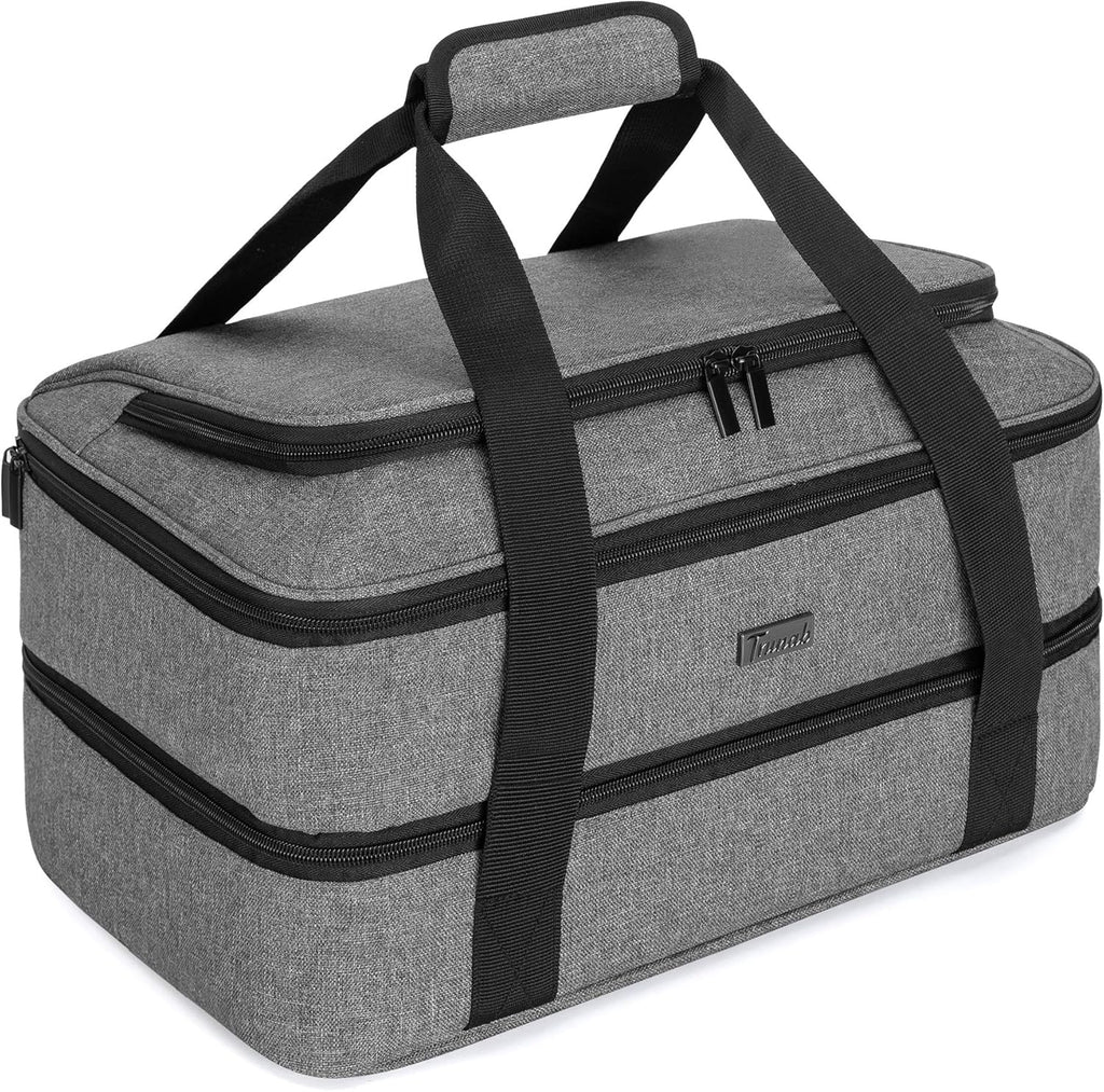 Trunab Insulated Casserole Carrier - Thermal Tote Bag for Hot or Cold Food | Fits 9" x 13" Dishes, Grey