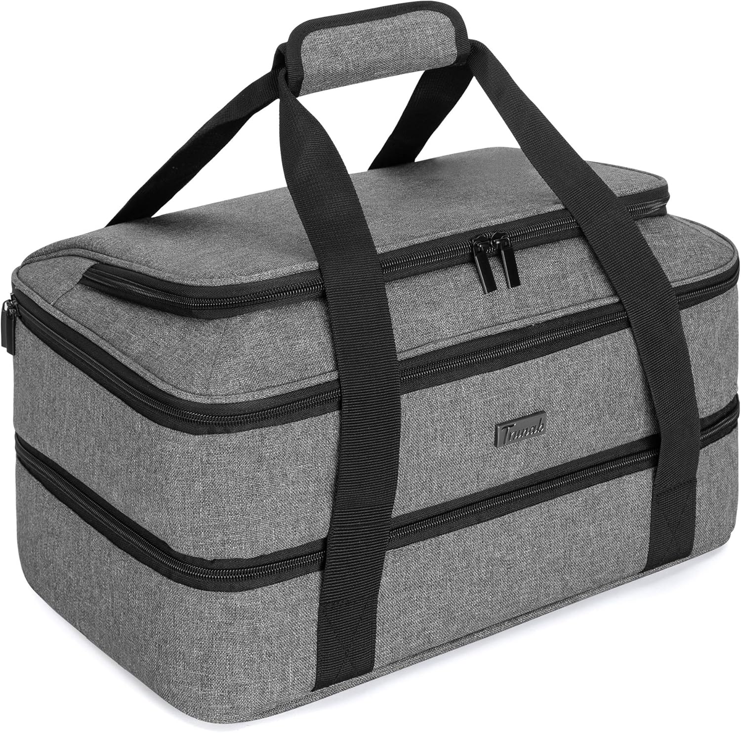 Trunab Insulated Casserole Carrier - Thermal Tote Bag for Hot or Cold Food | Fits 9" x 13" Dishes, Grey