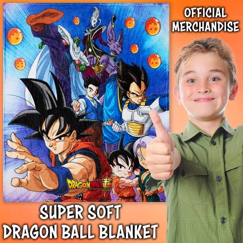 Dragon Ball Z Throw Blanket for Boys, 51x59 in, Goku Anime Fleece Blanket, Throws for Couch, Bed, Sofa, Room Essentials, Gifts for Boys