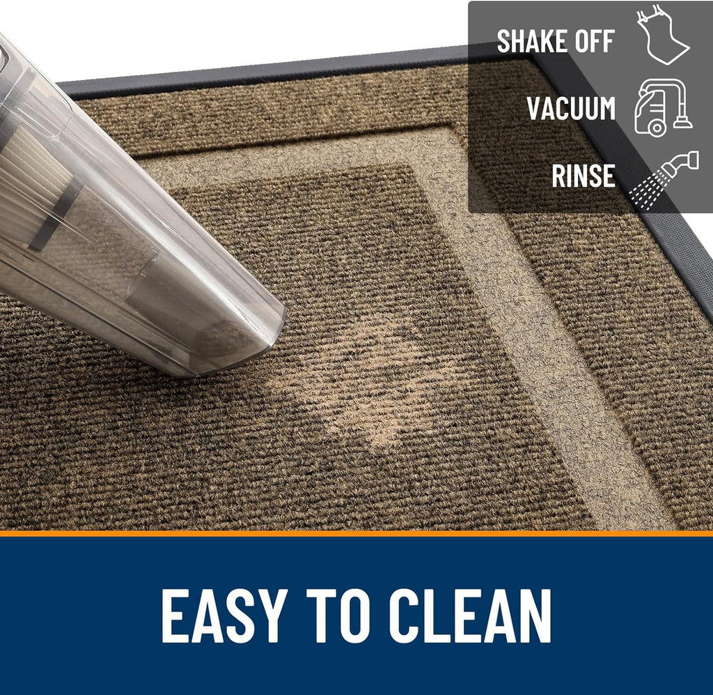 OLANLY Waterproof Front Door Mat - All-Season Indoor/Outdoor Doormat, Easy Clean, 33x21, Brown
