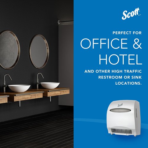 Scott Essential Electronic Towel Dispenser (48858), Fast Change, White with Purple Core